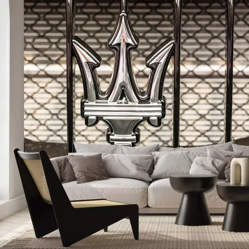 Fotobehang Maserati-logo op de auto