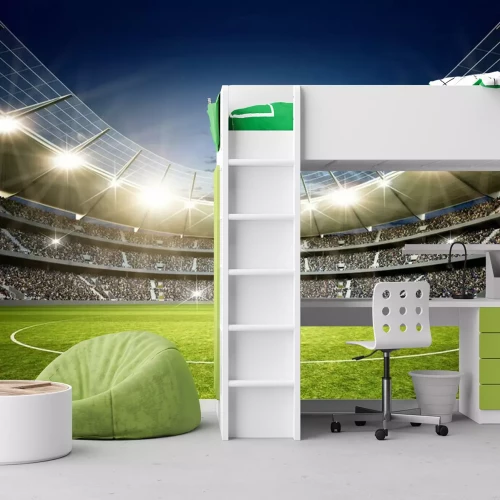 Fotobehang Verlicht voetbalstadion 's nachts