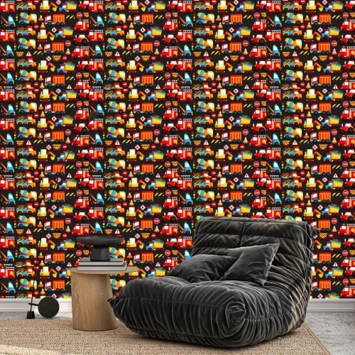 Behang bouwtruck achtergrond