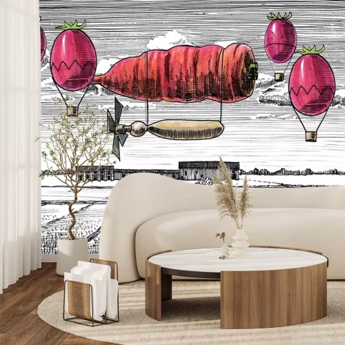 Sticker Italiaans eten met landschap