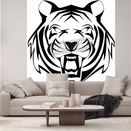 Fotobehang Zwart-wit figuur van een tijger