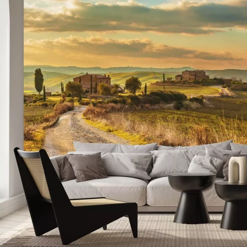 Fotobehang Toscaanse heuvels, idyllisch landschap
