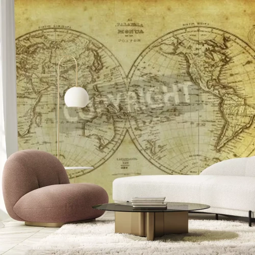 Fotobehang Wereldkaart uit een oude atlas