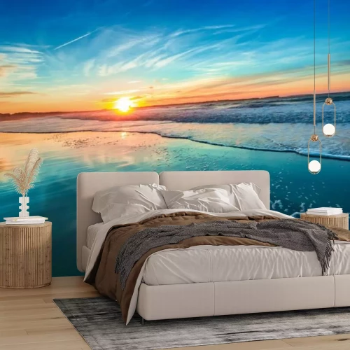 Fotobehang Ochtend boven een kalme zee