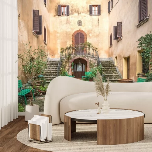 Fotobehang The old Italian town in the colors of spring in Tuscany 