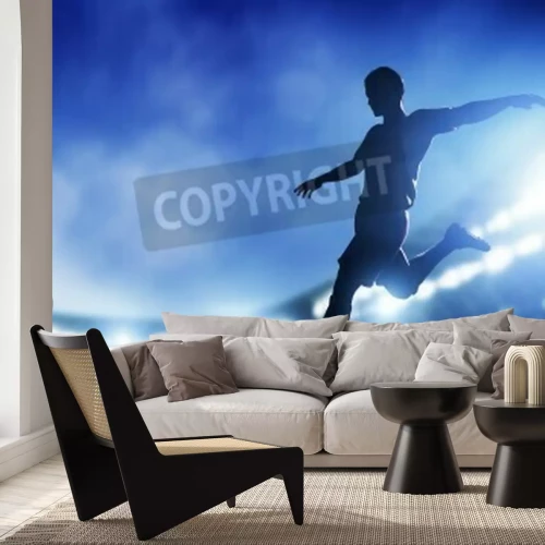 Fotobehang Voetballer in het licht van de nacht
