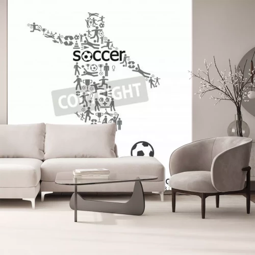 Fotobehang Voetbal met symbolen