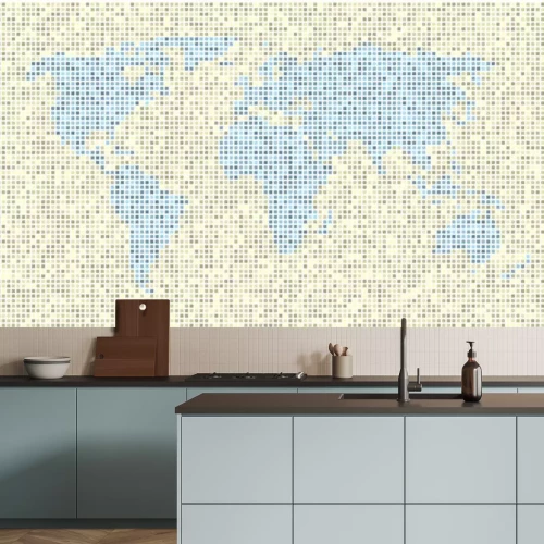 Sticker World map dots Yellow Blue EPS 10