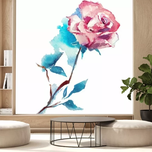 Fotobehang Aquarel schilderij van een roos