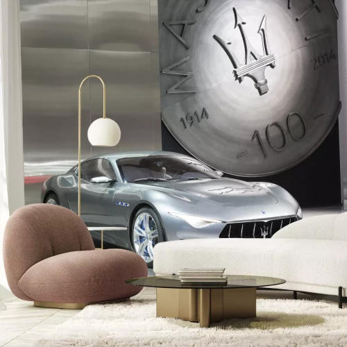 Fotobehang Zilveren Maserati Alfieri sportwagen