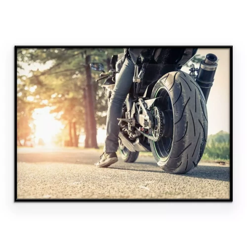 Poster Motorrijder op de weg