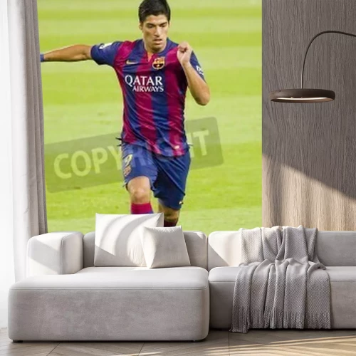 Fotobehang Luis Suarez in actie tijdens een wedstrijd