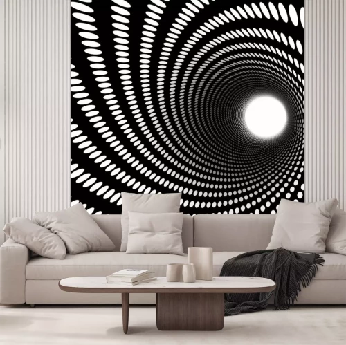 Fotobehang Zwart-wit psychedelische tunnel