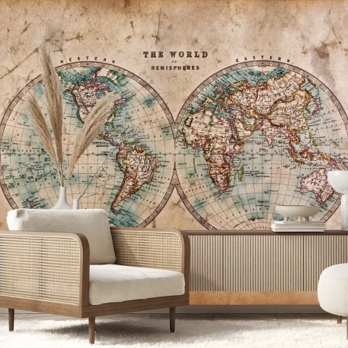 Fotobehang Middeleeuwse wereldkaart
