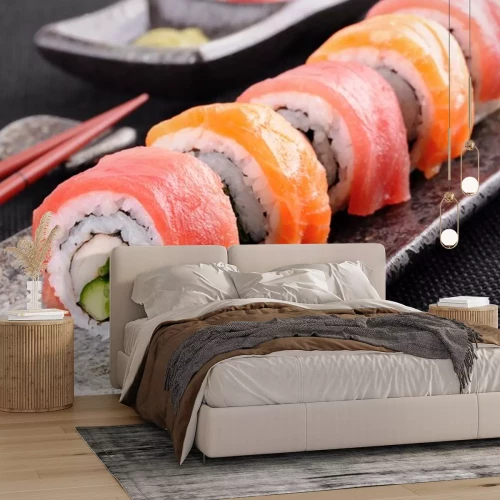 Sticker Zalm en tonijn sushi roll