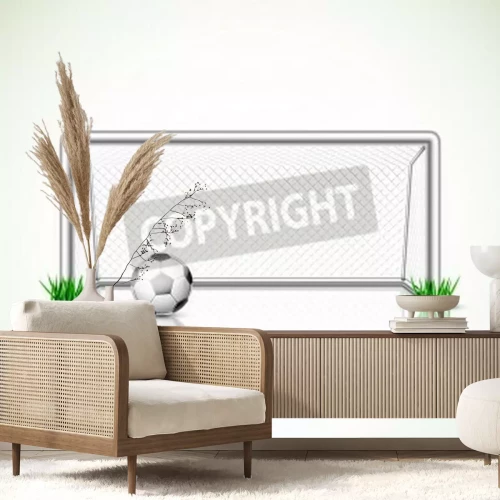 Fotobehang Voetbal ligt bij het doel