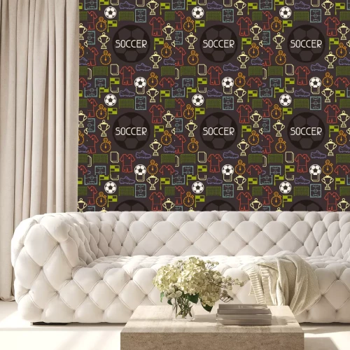 Behang Sport achtergrond met voetbal symbolen.
