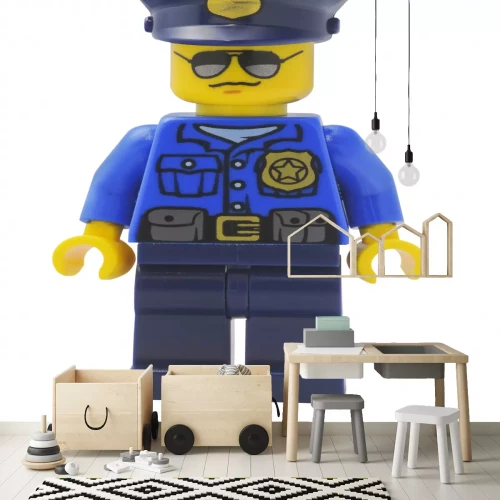 Sticker Een politieagent met bril LEGO figuur