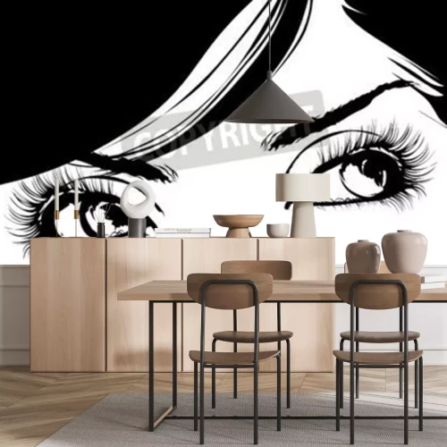 Fotobehang Zwart-witte vrouwenogen