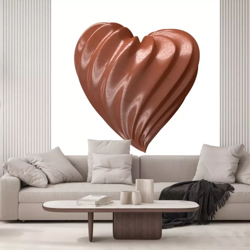 Sticker heart shaped chocolate cream, isolated