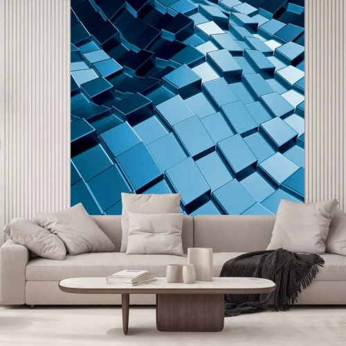 Fotobehang 3D blauwe tegelachtergrond