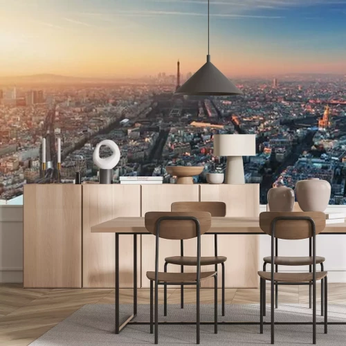 Fotobehang Skyline van Parijs bij zonsondergang