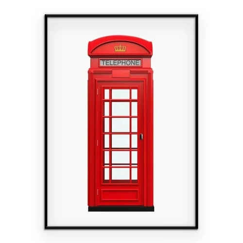 Poster Traditionele Engelse rode telefooncel
