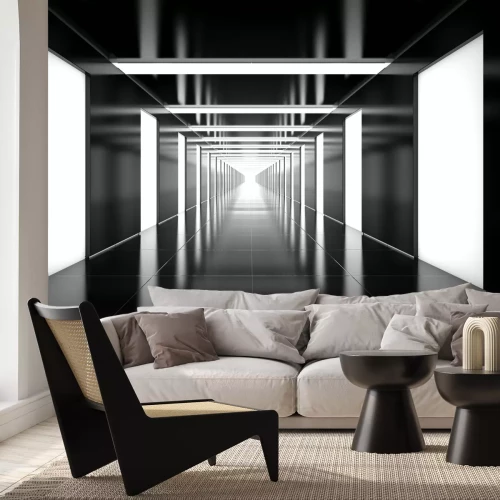Fotobehang Zwarte 3D tunnel