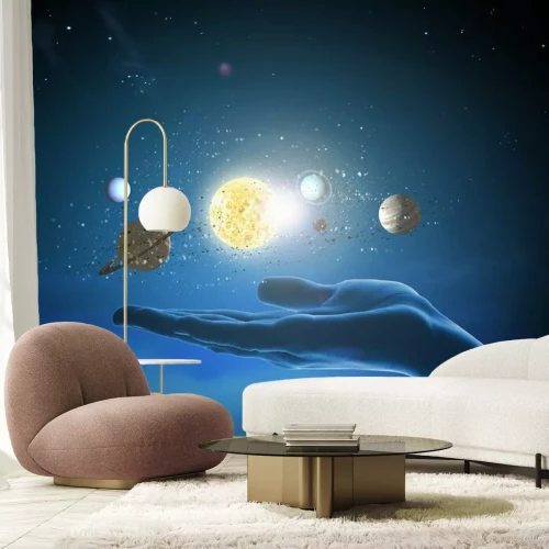 Fotobehang Zonnestelsel en Hand