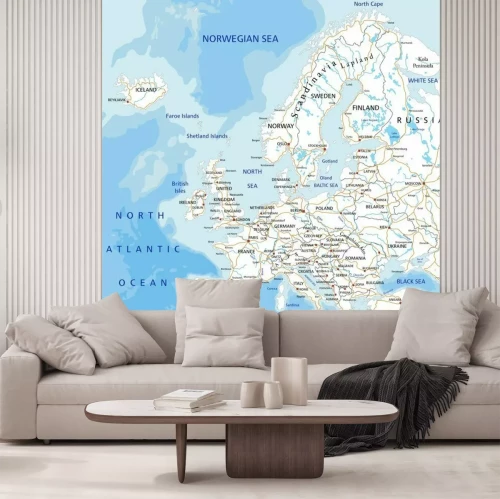 Sticker Hoge gedetailleerde wegenkaart met Europa etikettering.