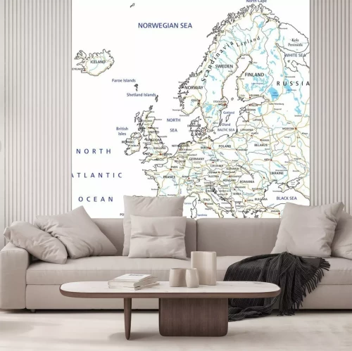 Sticker Hoge gedetailleerde wegenkaart met Europa etikettering.