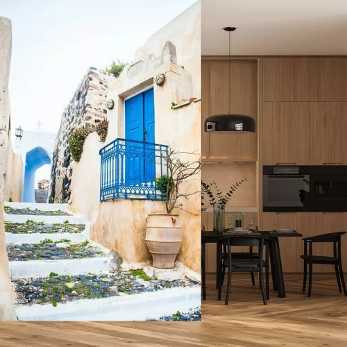 Fotobehang Een oude straat in een Grieks dorp