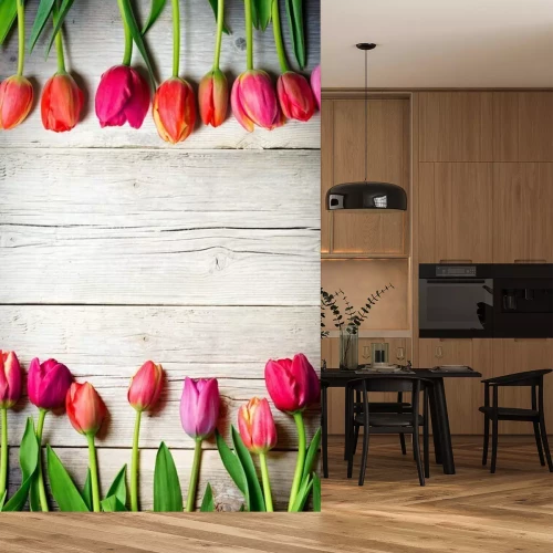 Sticker Roze tulpen op de planken