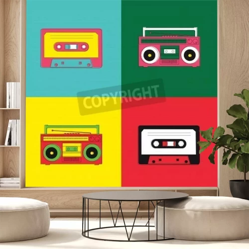 Fotobehang Muzikaal patroon in pop art collage