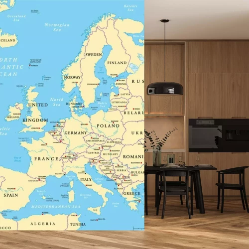 Fotobehang Beige politieke kaart van Europa