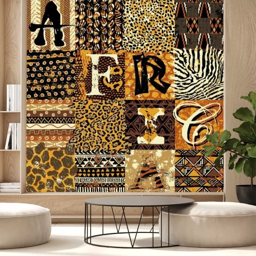 Fotobehang Afrikaanse inscriptie met dierenmotieven