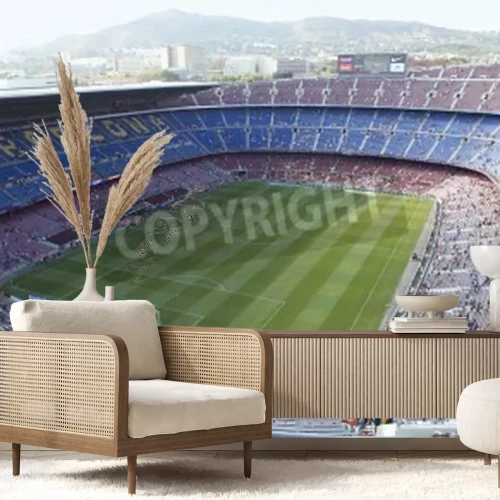 Fotobehang Voetbalstadion Camp Nou van bovenaf