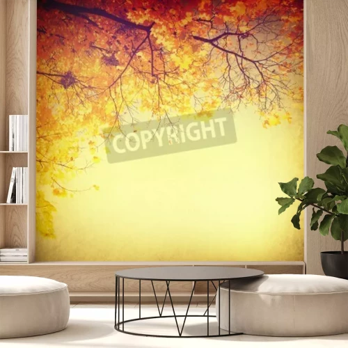 Fotobehang Herfstlandschap in retro kleuren