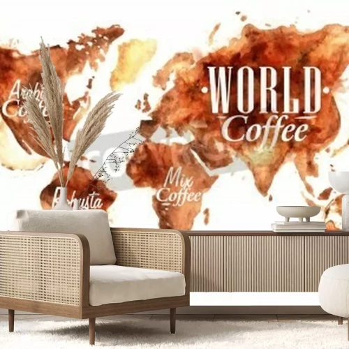 Fotobehang Met koffie bevlekte wereldkaart