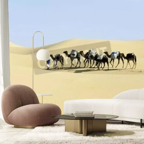 Fotobehang Karavaan in de Afrikaanse woestijn