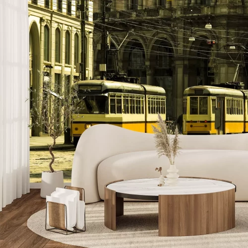 Fotobehang Oude tram in Milaan, Italië
