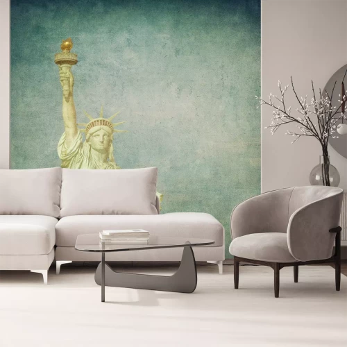 Fotobehang Vrijheidsbeeld op een gewreven achtergrond