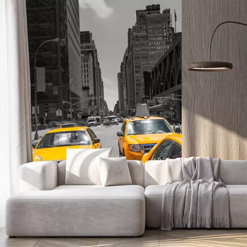 Fotobehang Times Square in New York gele taxi taxi daglicht VS