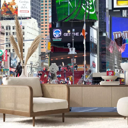 Fotobehang NEW YORK CITY -APR 30 Times Square, met Theaters Broadway en geanimeerde LED tekenen, is een symbool van New York City en de Verenigde Staten, 30 april 2012 in Manhattan, New York Verenigde Staten