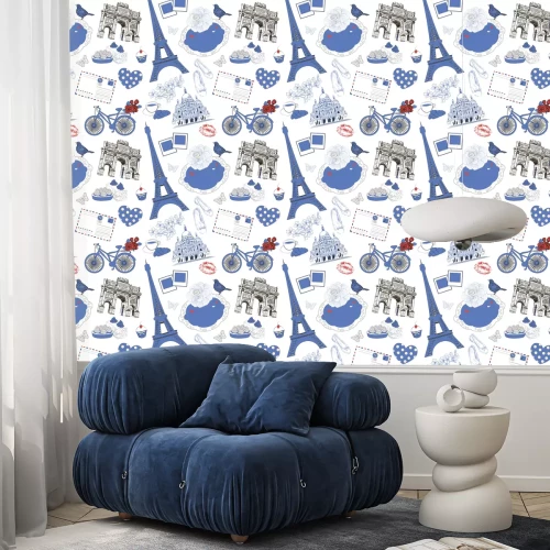 Behang Vector naadloze patroon met Paris symbool