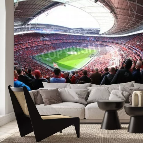 Fotobehang Een voetbalwedstrijd in het Liverpool-stadion