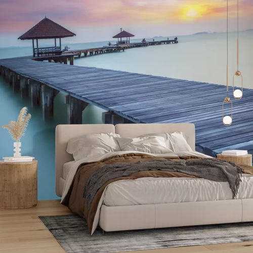 Fotobehang Brug over de kalme oceaan