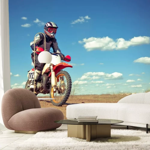Fotobehang Motorcross door de woestenij