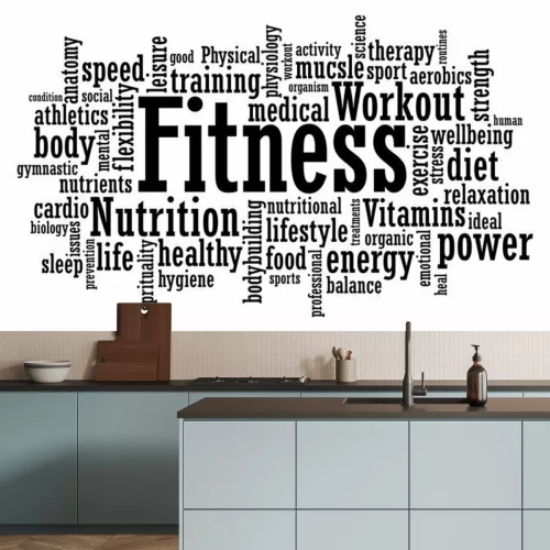 Fotobehang Zwart-wit word cloud verwijzend naar sportschool