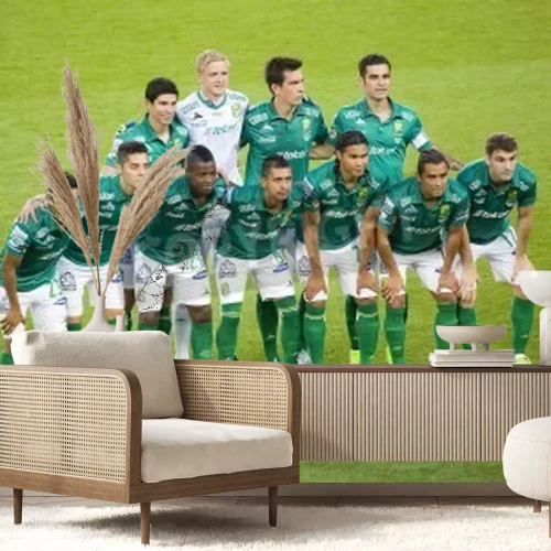 Fotobehang Voetballers poseren voor foto's